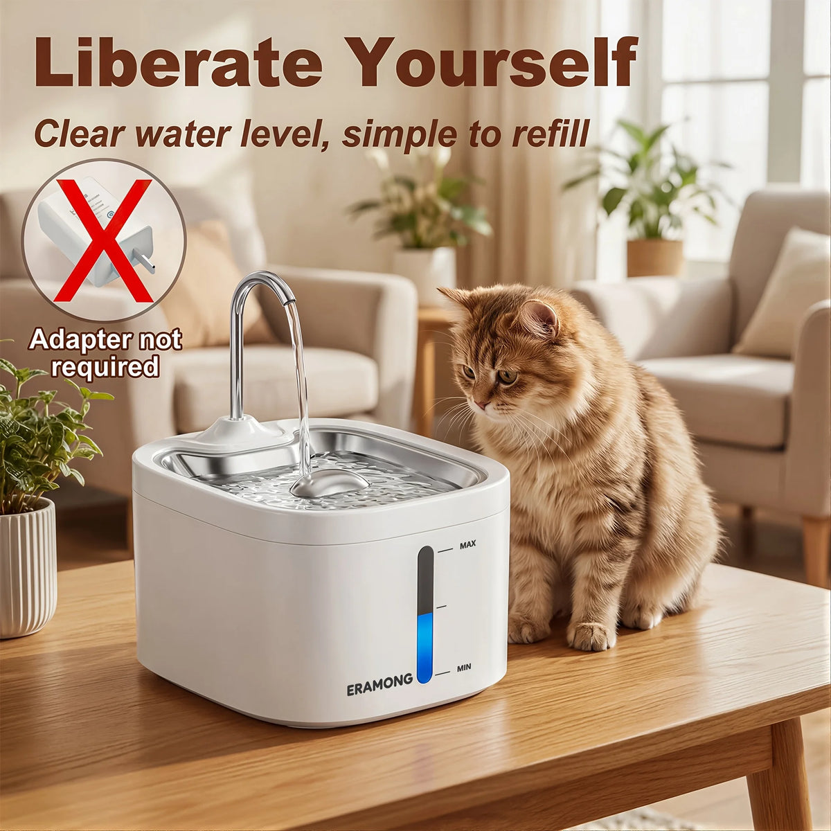 Automatic Stainless Steel Cat Water Fountain With Water Dispenser