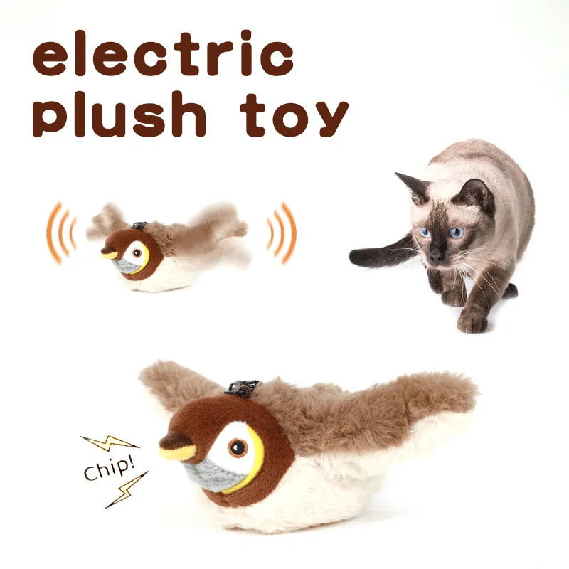 Interactive Flapping Bird Plush Pet Toy For Cats And Dogs