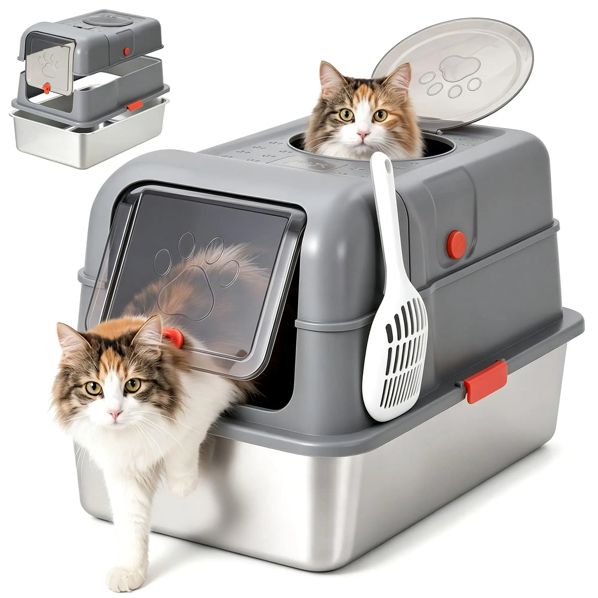 Studyset Enclosed Stainless Steel Dog Proof Litter Box