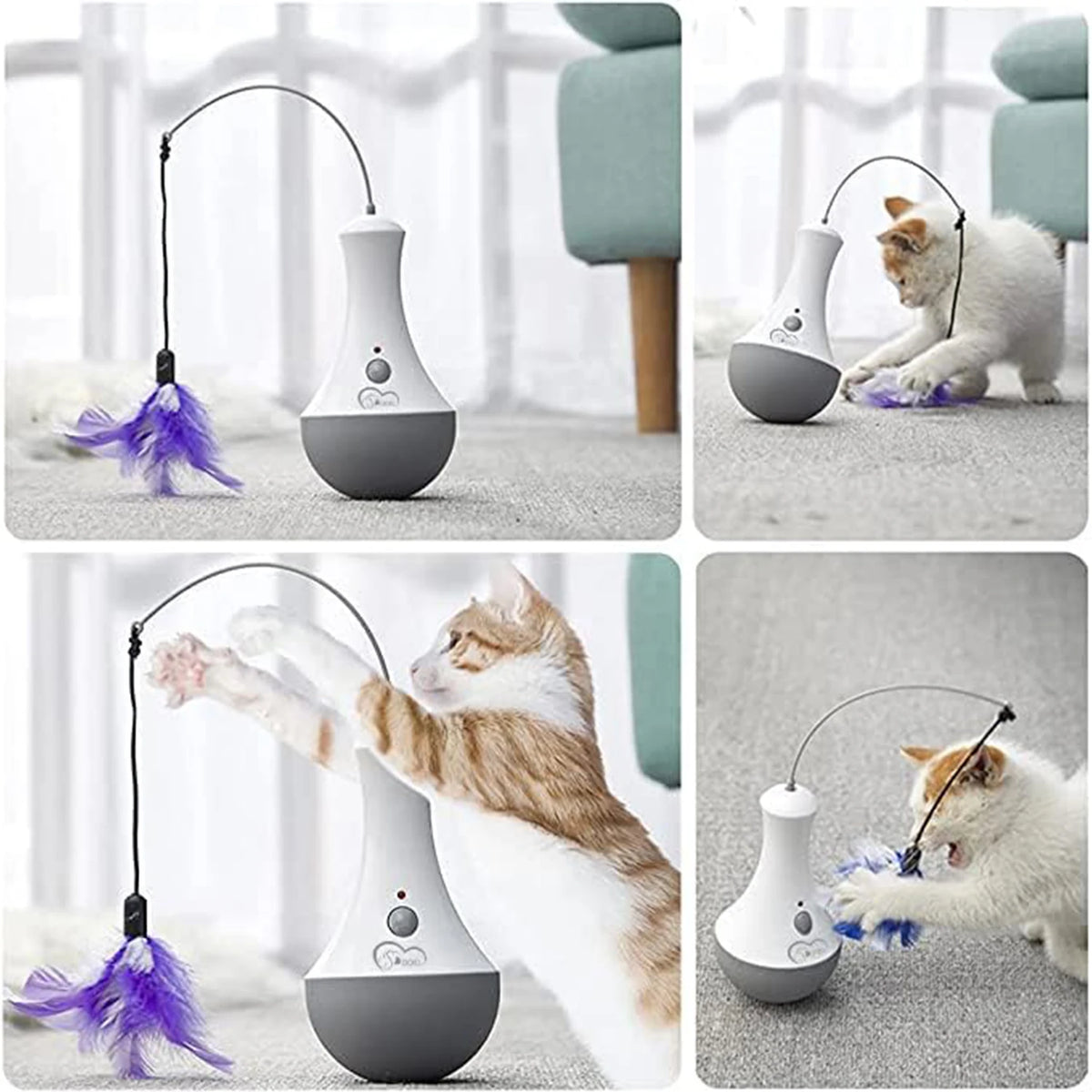 Automatic Rotating Cat Feather Toy Interactive Indoor Play Teaser