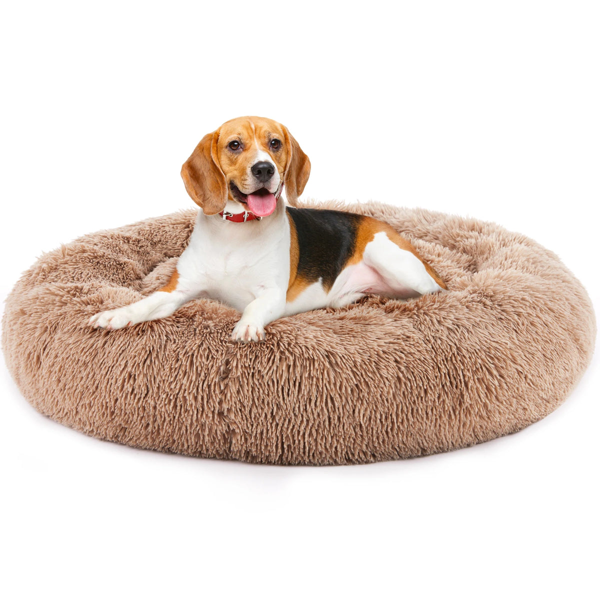 JHK Washable Calming Plush Dog Bed With Anti Slip Bottom