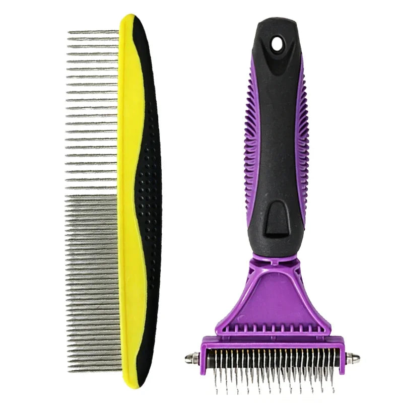 Pet Comb and Grooming Brush Two-Sided Cat Hair Brush Undercoat Rake Comb for Dog Cat Remove Knots Tangles Pet Hair Comb