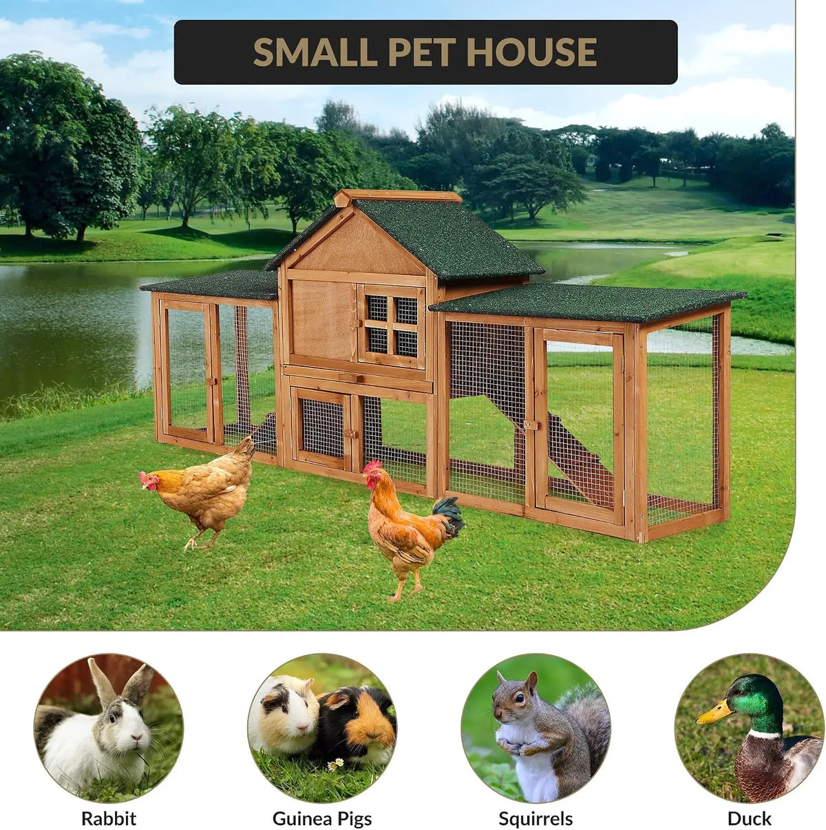 Garvee Premium Wooden Poultry Hutch For Domestic Pets