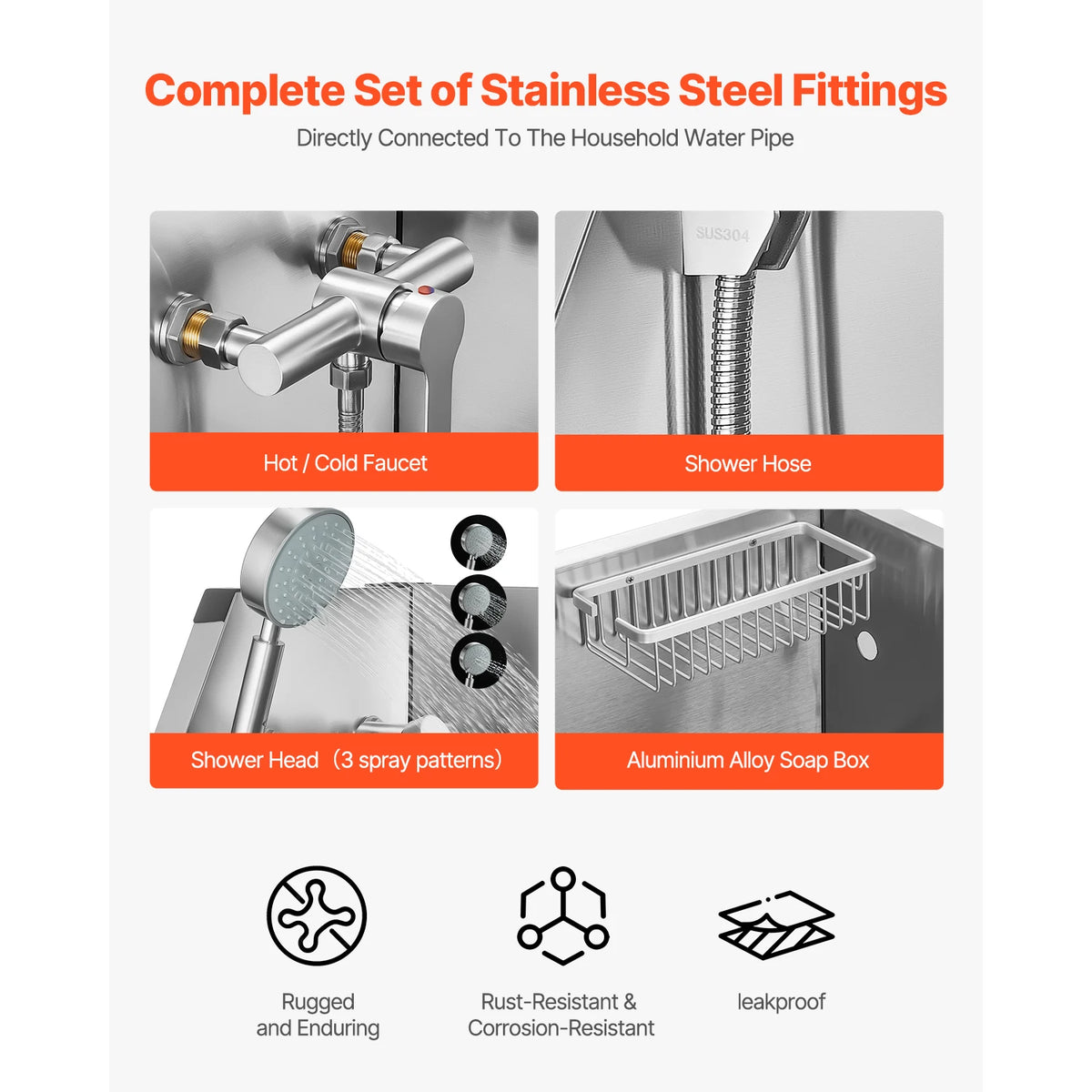 VEVOR Stainless Steel Dog Washing Station With Faucet Storage Rack