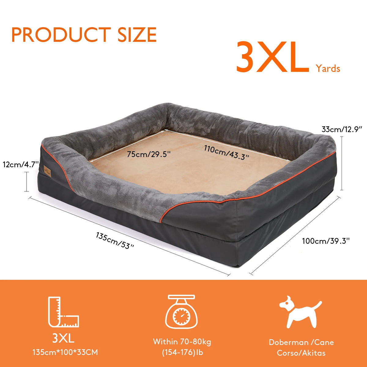 Bingopaw Washable Fleece Dog Bed With Removable Waterproof Cover