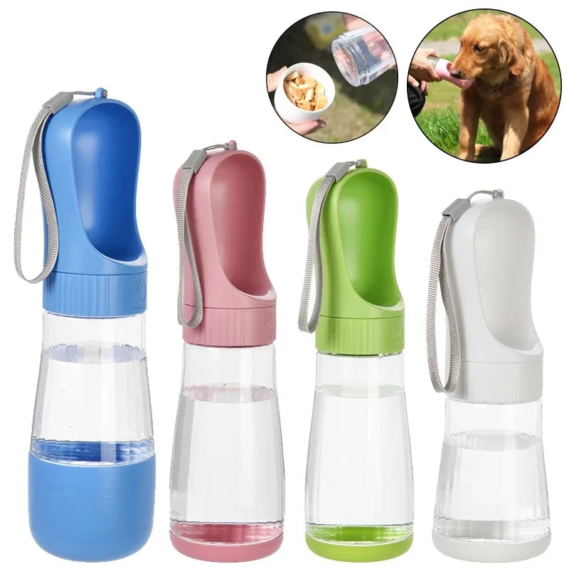 Travel Glass Pet Water Bottle With Integrated Food Container
