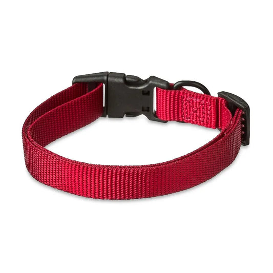 Solid Polyester Adjustable Dog Collar, Red, M