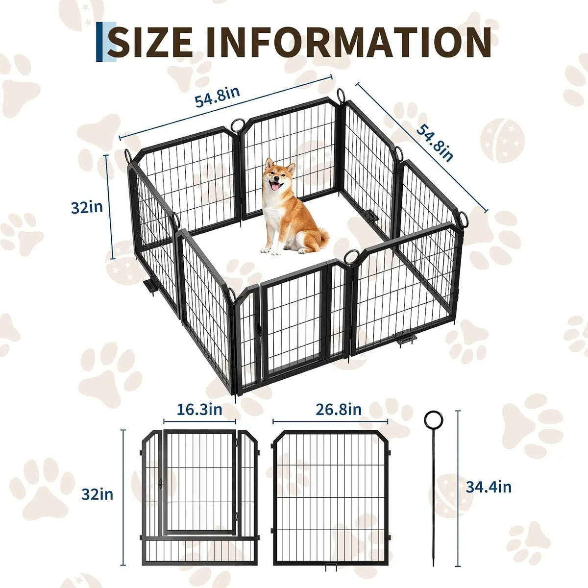 Garvee Heavy Duty Dog Playpen With Secure Self Locking Panel