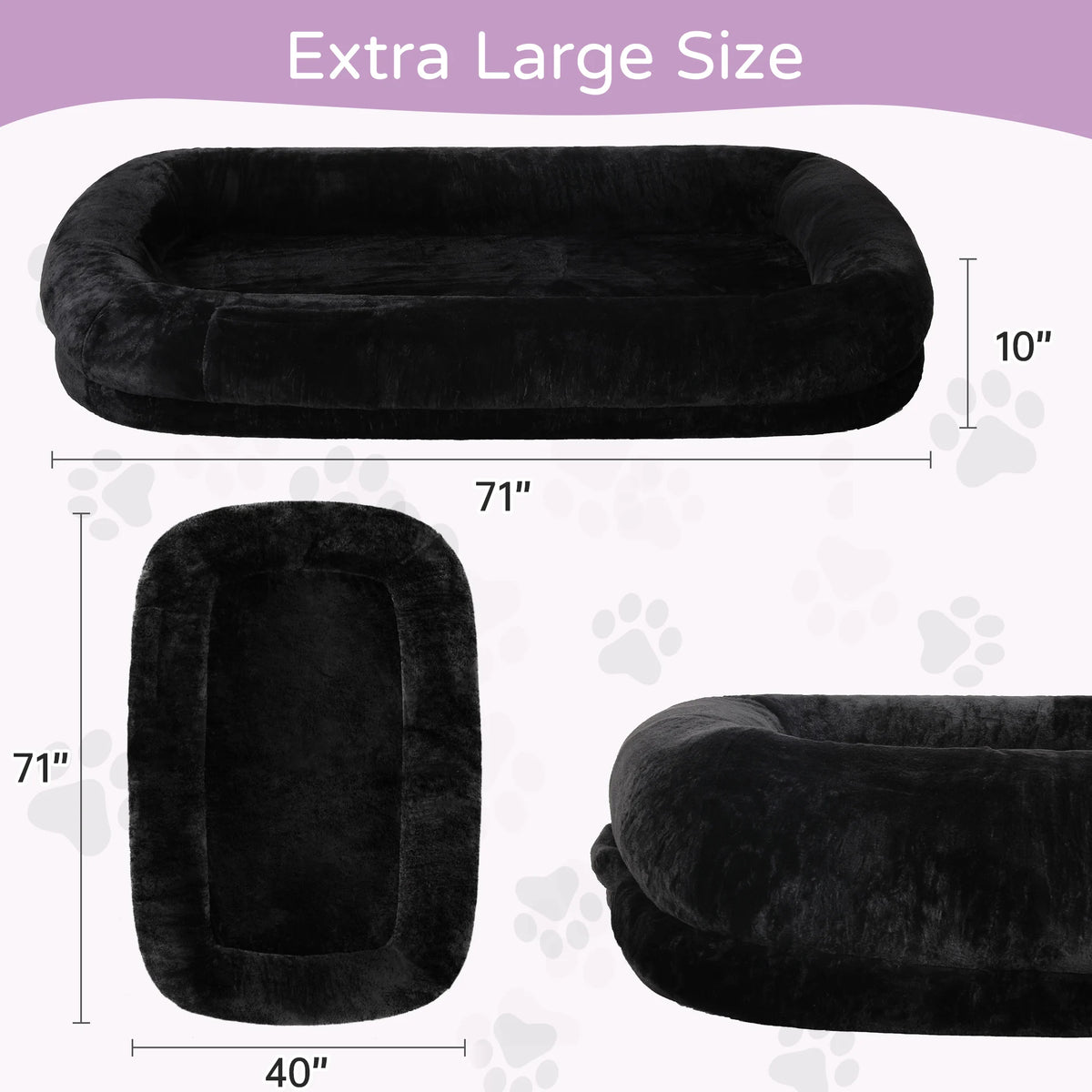 Human Sized Orthopedic Dog Bed With Removable Faux Fur Cover