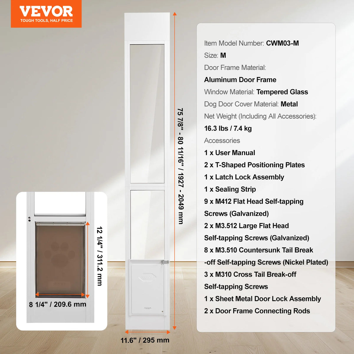 Adjustable Height Dog Door For Sliding Glass Doors Aluminum Frame