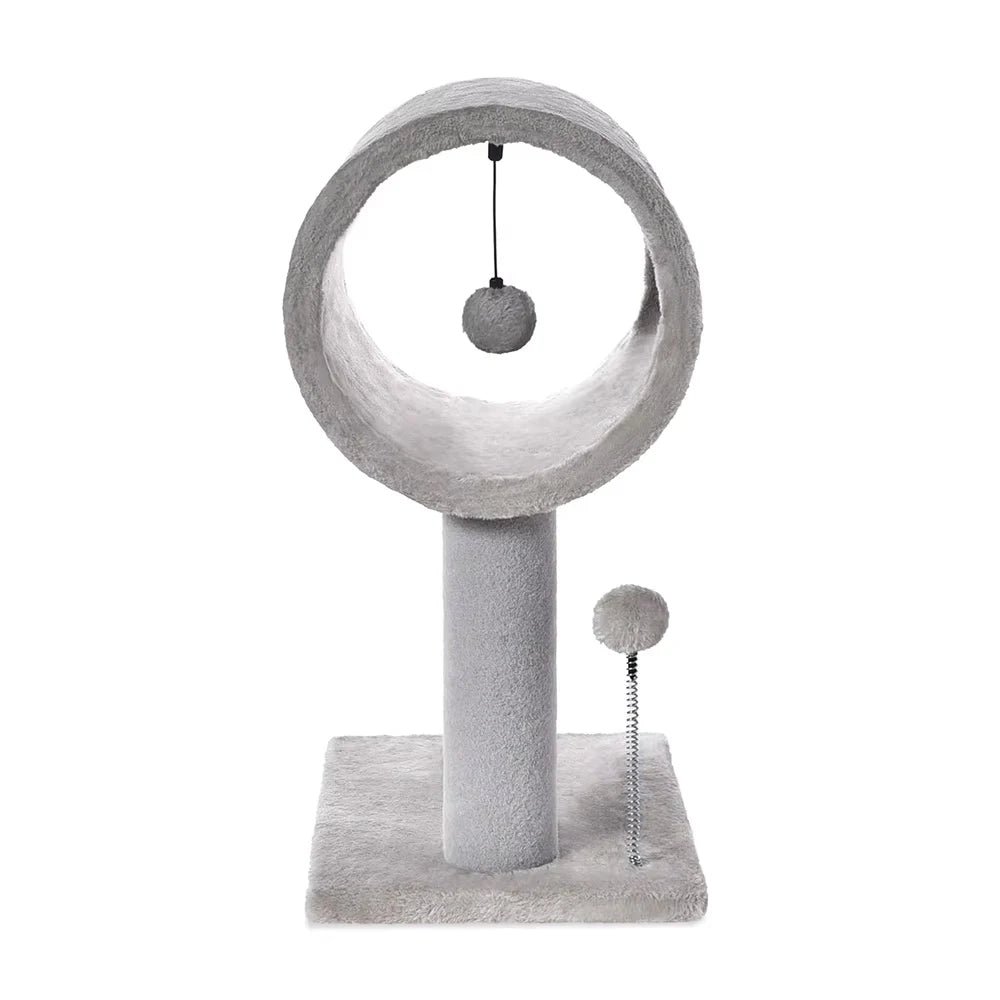 Modern Cat Tower With Plush Tunnel And Sisal Scratching Post