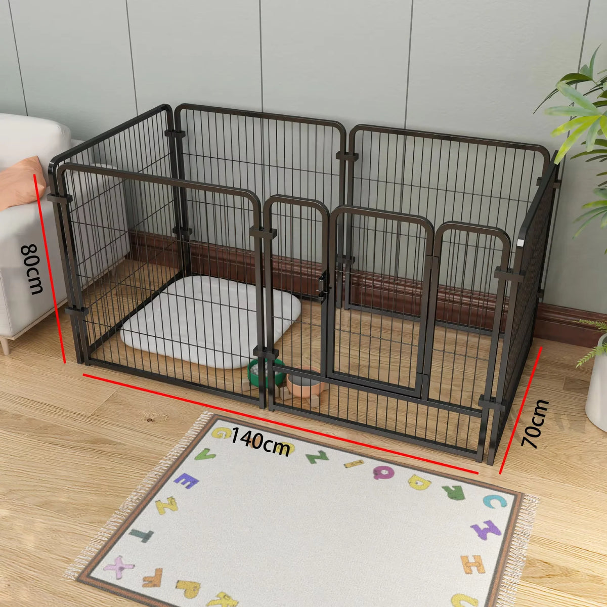 Foldable Stainless Steel Six Panel Heavy Duty Pet Exercise Kennel