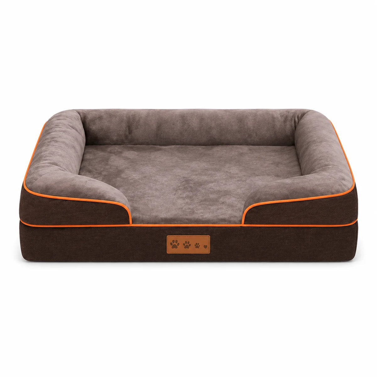 Orthopedic Memory Foam Dog Bed with Raised Bolsters Washable Cover and Non Slip Base