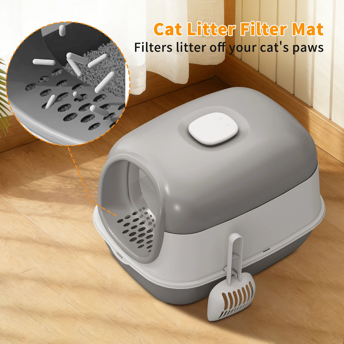 Switchable Open SemiClosed Cat Litter Box Splashproof Baffle For Domestic Cats