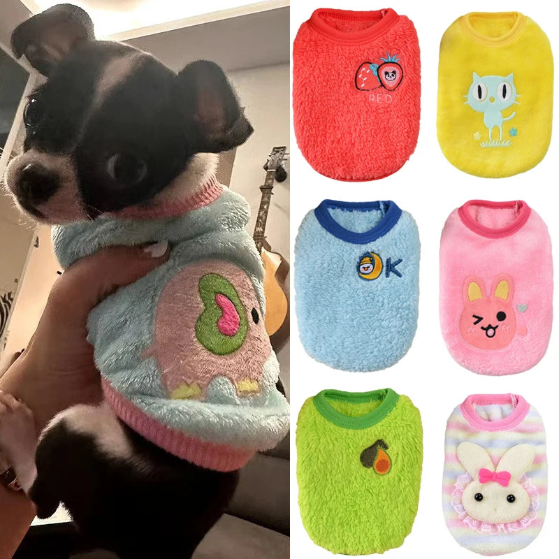 Warm Fleece Print Dog Sweater For Small Breeds And Puppies