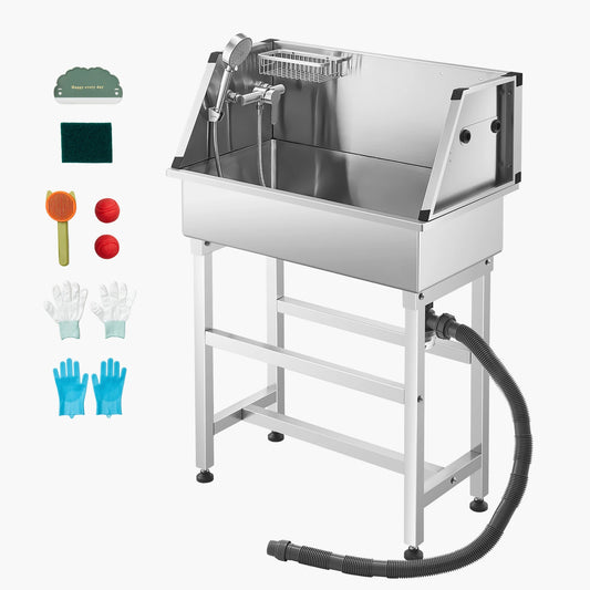 VEVOR Stainless Steel Dog Washing Station With Faucet Storage Rack