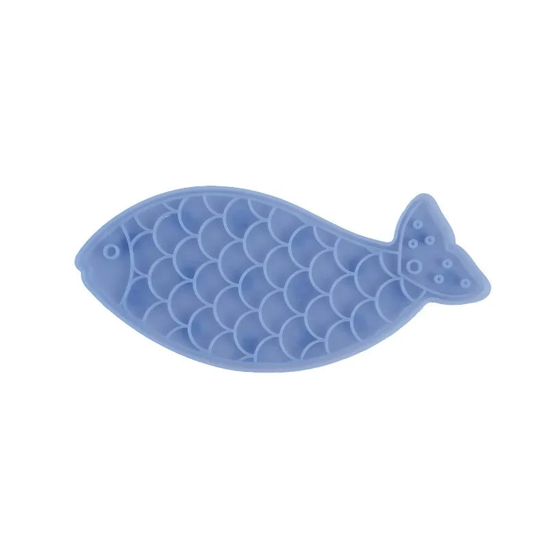 Silicone Blue Fish Cat Lick Mat
