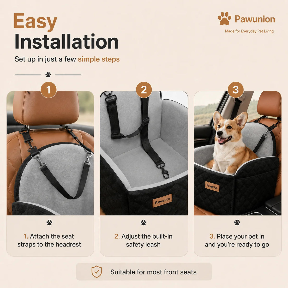 Memory Foam Travel Dog Car Seat With Cool Mat Cover