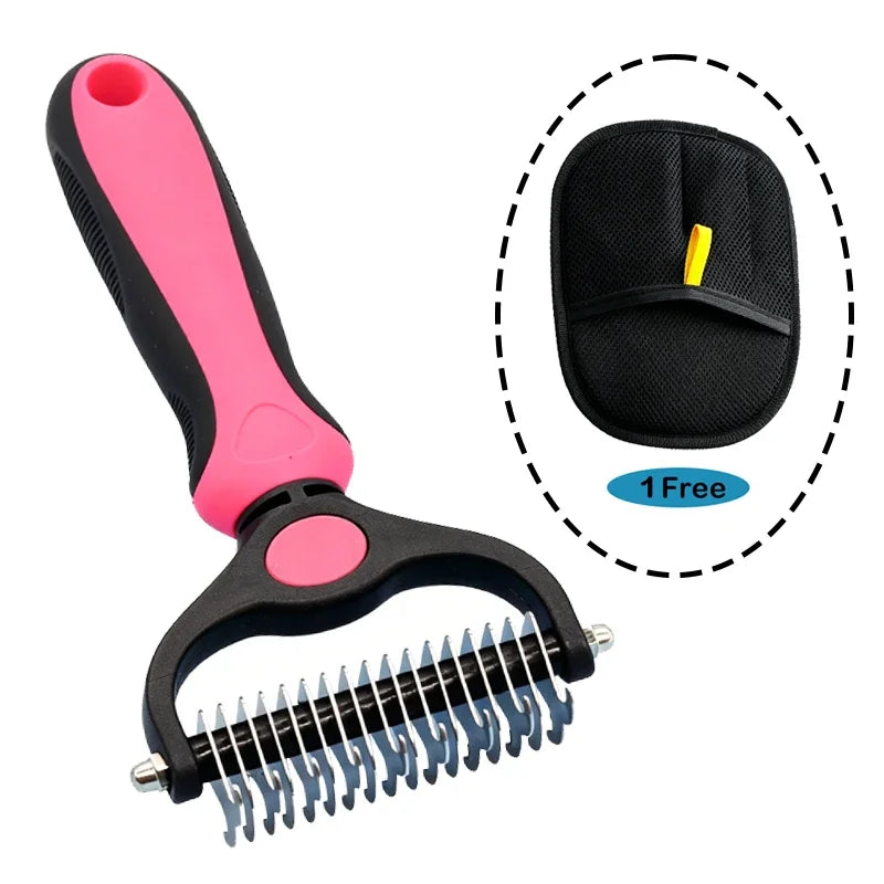 Pet Comb and Grooming Brush Two-Sided Cat Hair Brush Undercoat Rake Comb for Dog Cat Remove Knots Tangles Pet Hair Comb