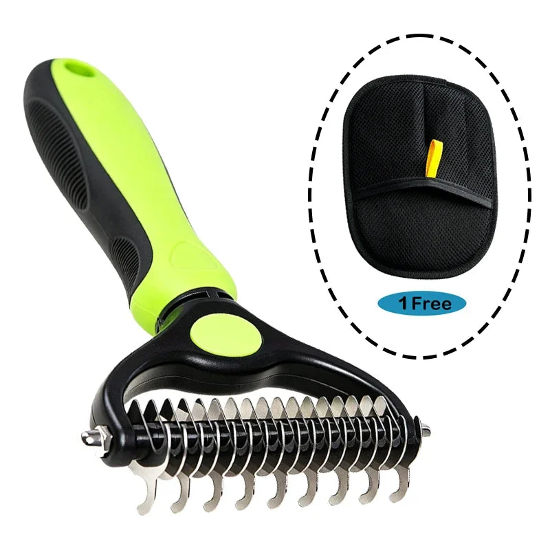 Pet Comb and Grooming Brush Two-Sided Cat Hair Brush Undercoat Rake Comb for Dog Cat Remove Knots Tangles Pet Hair Comb