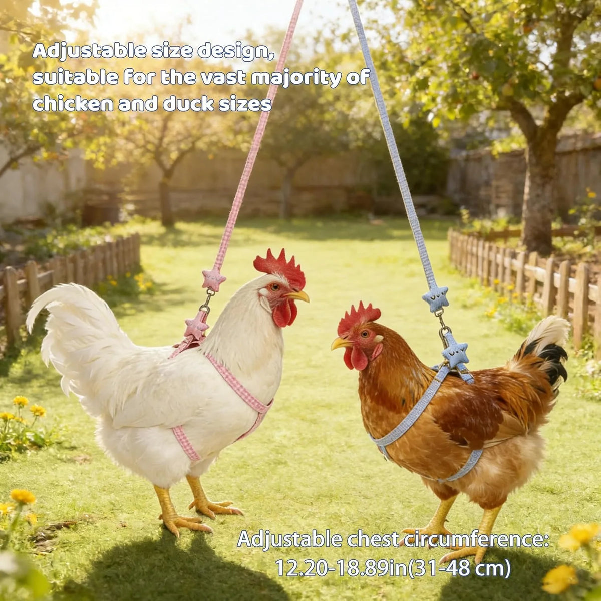 Adjustable Star Bird Harness Vest Set With Leash For Poultry