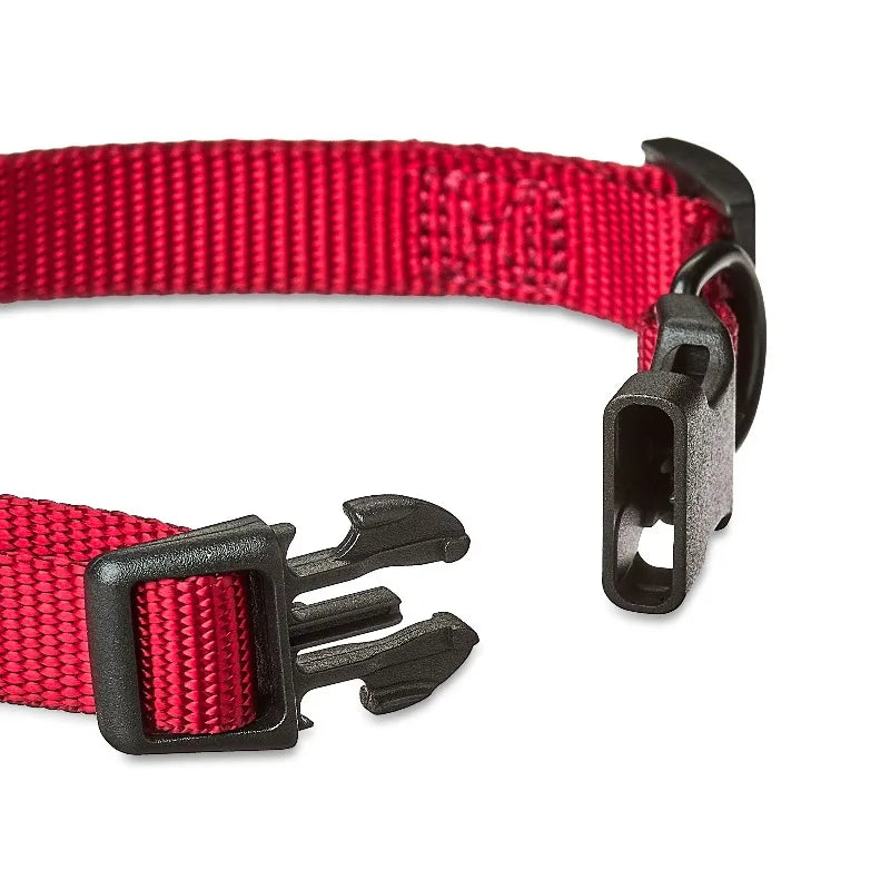 Solid Polyester Adjustable Dog Collar, Red, M