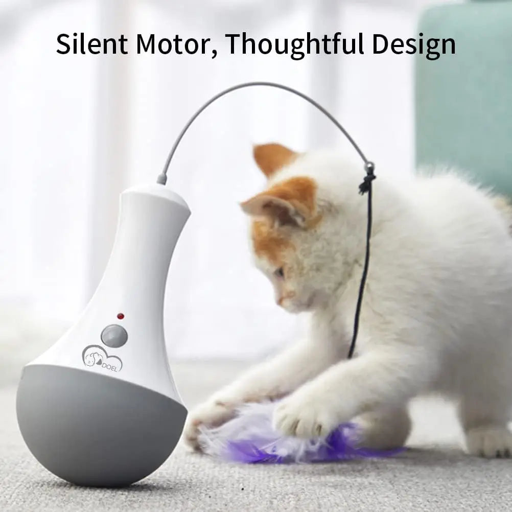 Automatic Rotating Cat Feather Toy Interactive Indoor Play Teaser