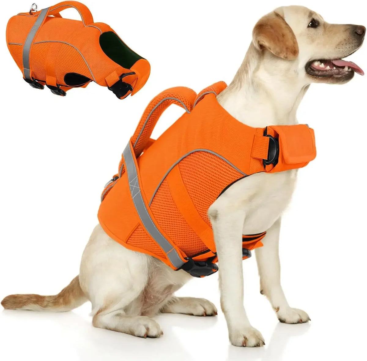 Durable Mesh Dog Life Vest With Rescue Handle For Swimming