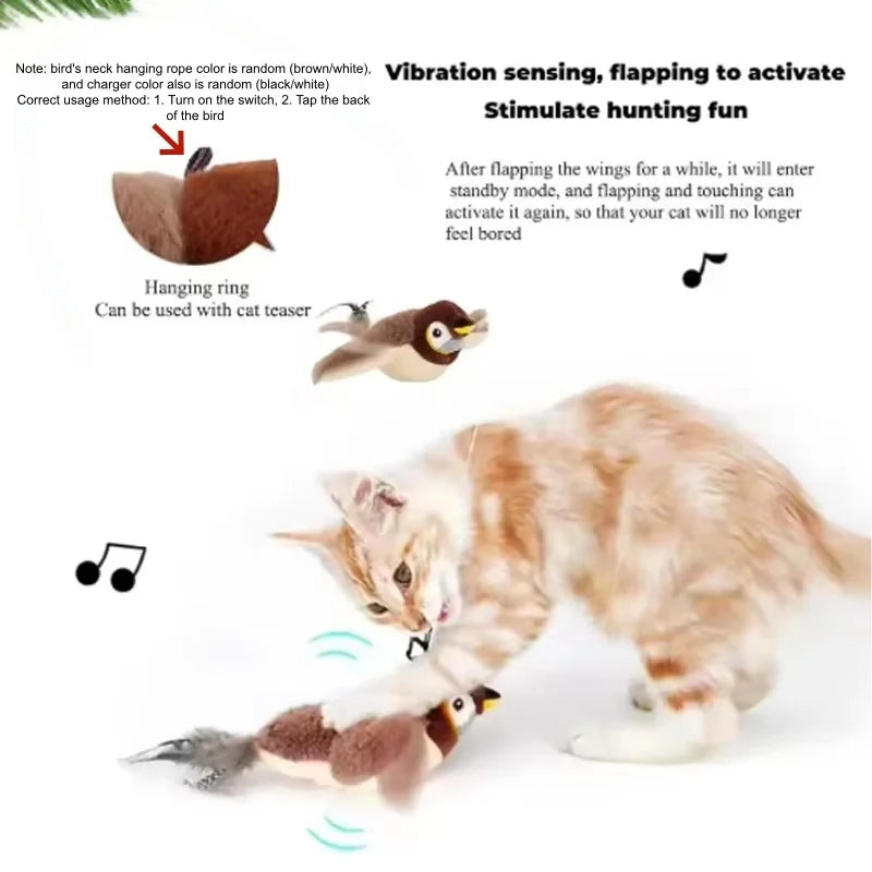 Interactive Flapping Bird Plush Pet Toy For Cats And Dogs