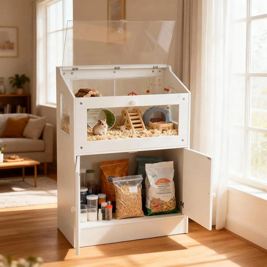 HiMISS Acrylic Animal Cage Habitat With Storage Cabinet