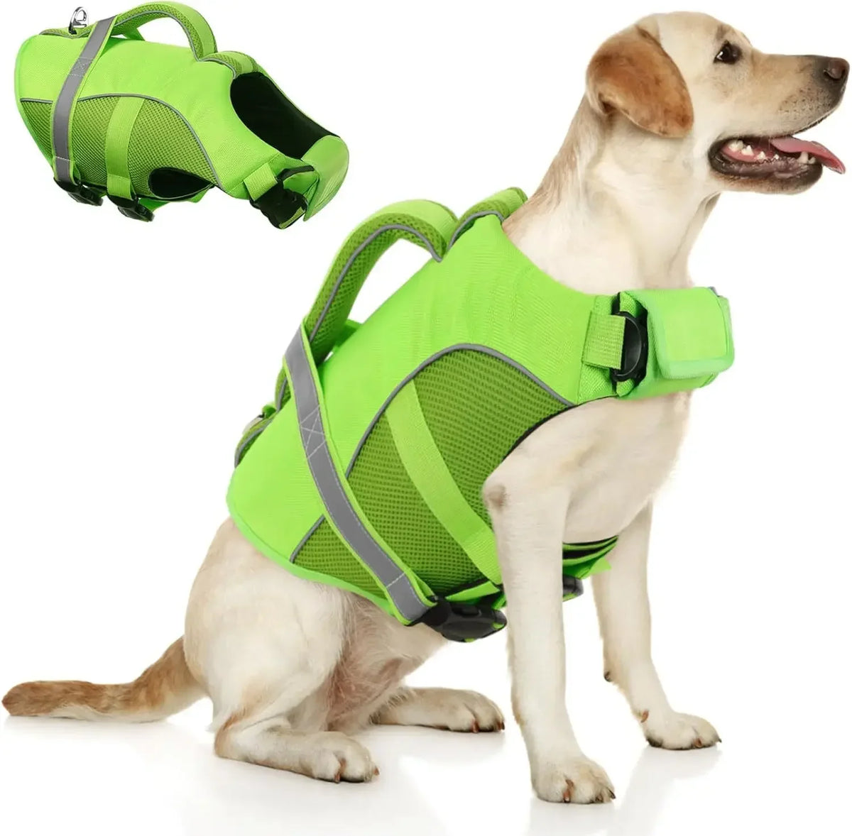 Durable Mesh Dog Life Vest With Rescue Handle For Swimming