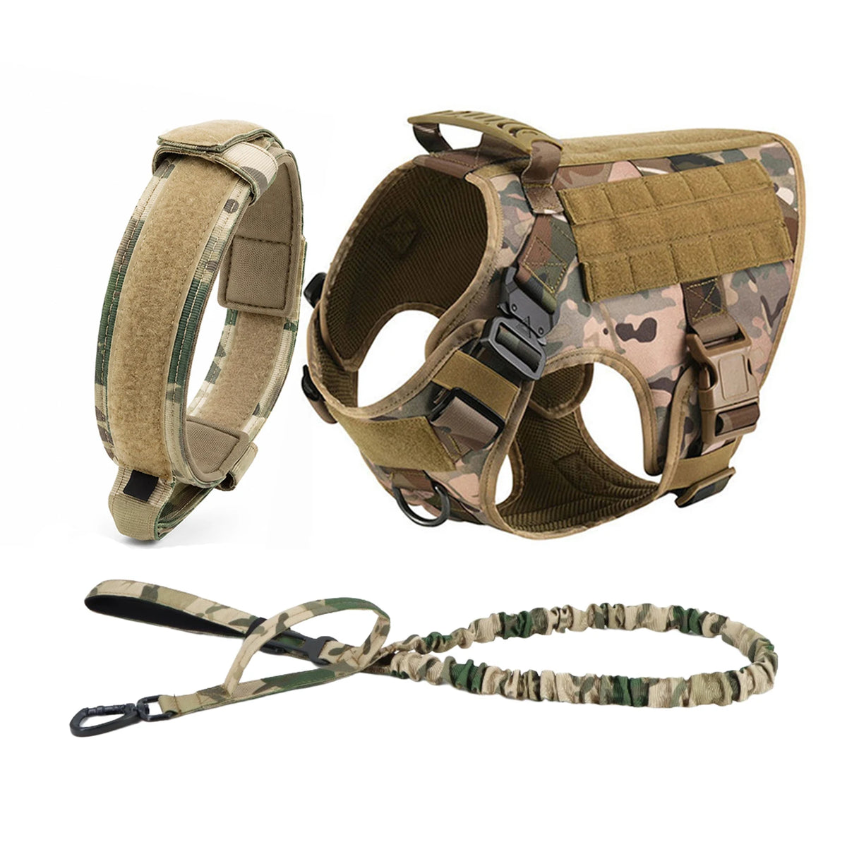 Tactical Dog Harness Collar Leash Molle Pouches For Medium Large Dogs Pet German Shepherd Training Walking Vest Dog Harnesses