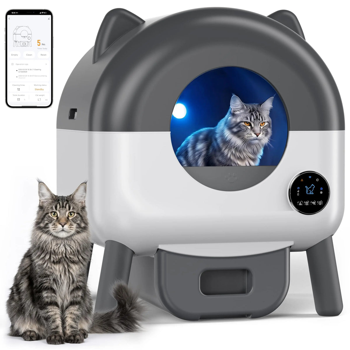 HiMiss Automatic Self Cleaning Cat Litter Box With App Control