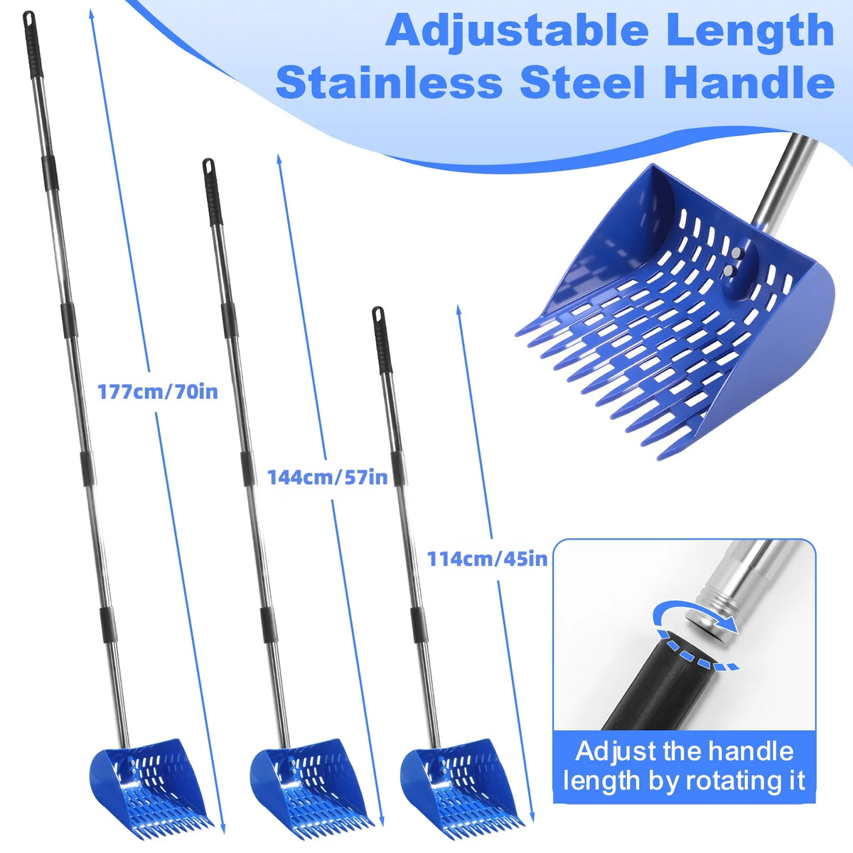 Ergonomic 2-in-1 Chicken Manure Shovel and Rake with Adjustable Handle