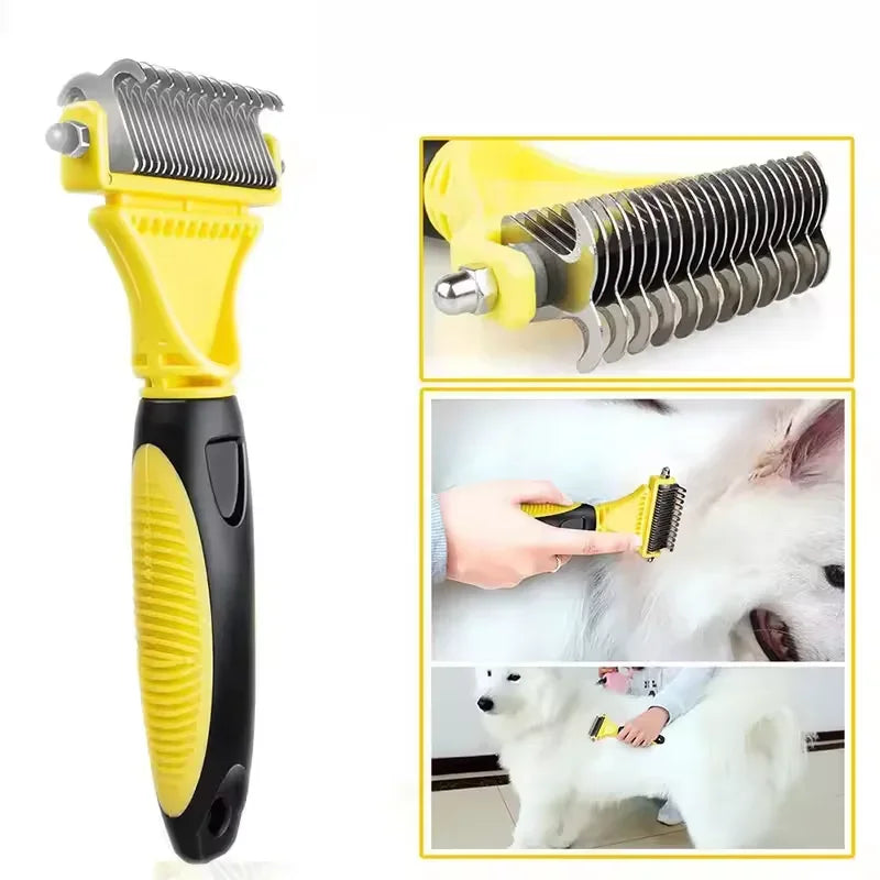 Pet Comb and Grooming Brush Two-Sided Cat Hair Brush Undercoat Rake Comb for Dog Cat Remove Knots Tangles Pet Hair Comb