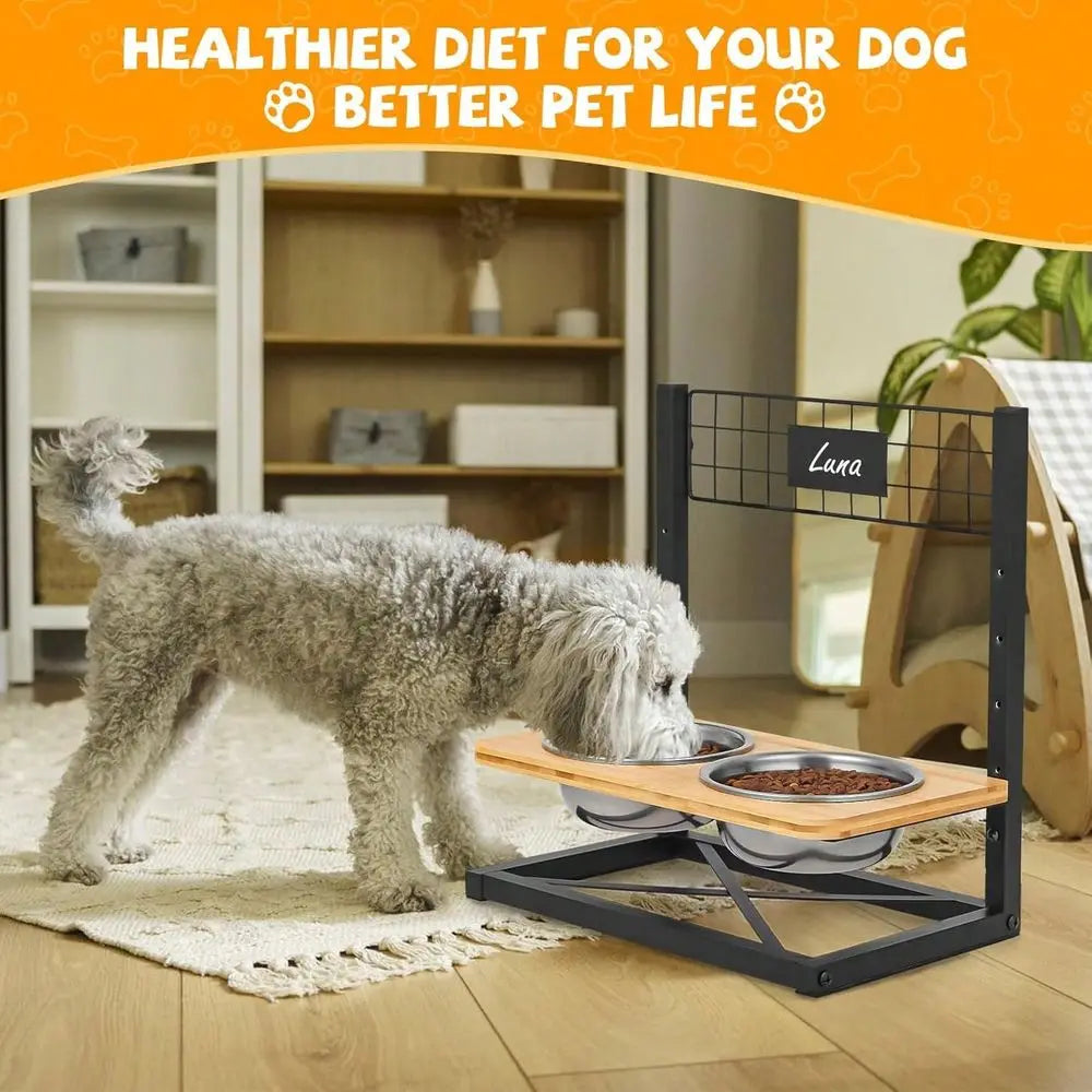 Adjustable Elevated Stainless Steel Raised Dog Food Bowls Set