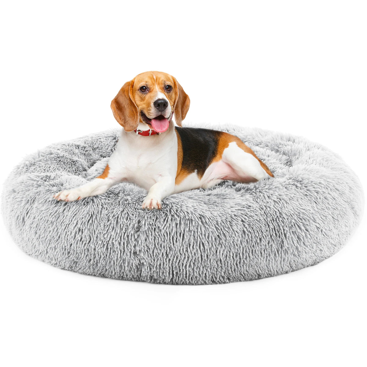 JHK Calming Round Dog Bed Plush Faux Fur Comfort Cushion