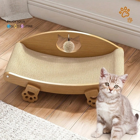 Wooden Frame Sisal Cat Scratcher Bed With Durable Woven Surface
