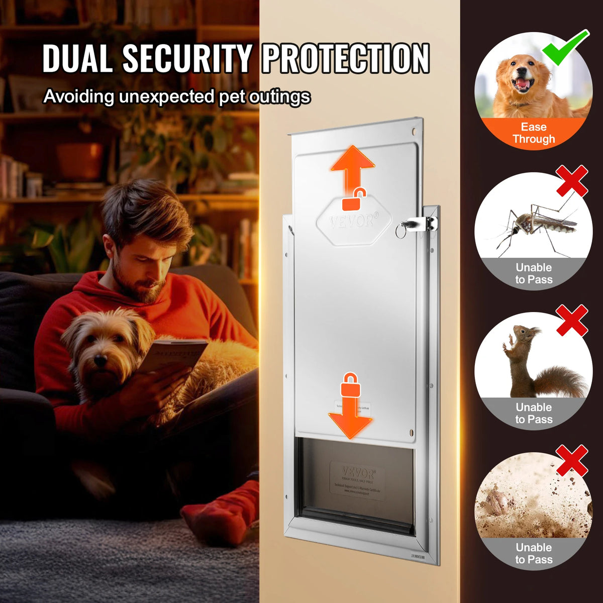 Weatherproof Aluminum Pet Door With Secure Locking Flap