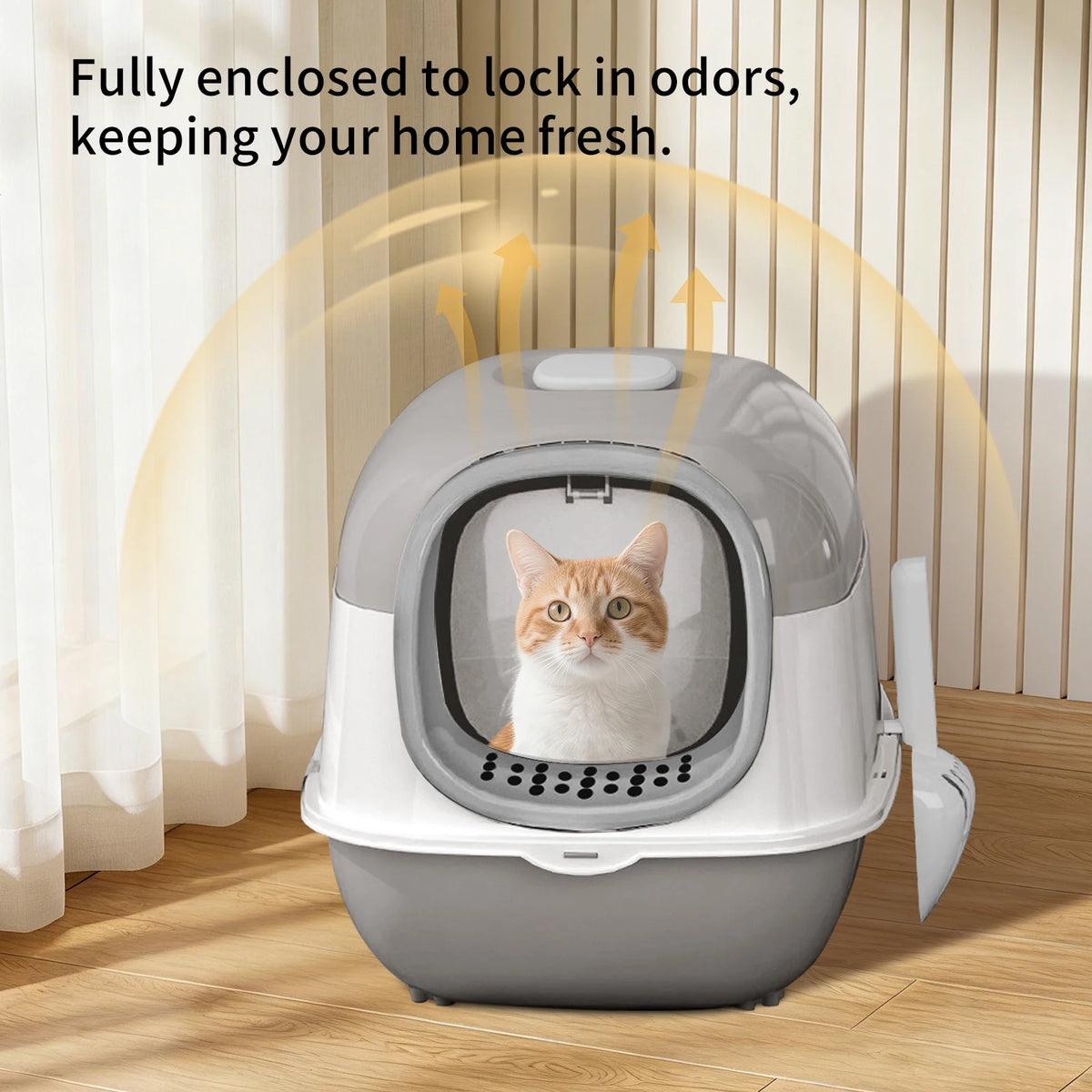 Switchable Open SemiClosed Cat Litter Box Splashproof Baffle For Domestic Cats