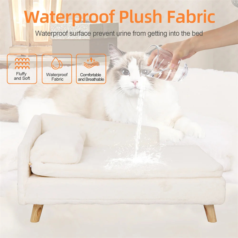 Borwart Elevated Dog Sofa Bed With Plush Backrest Design