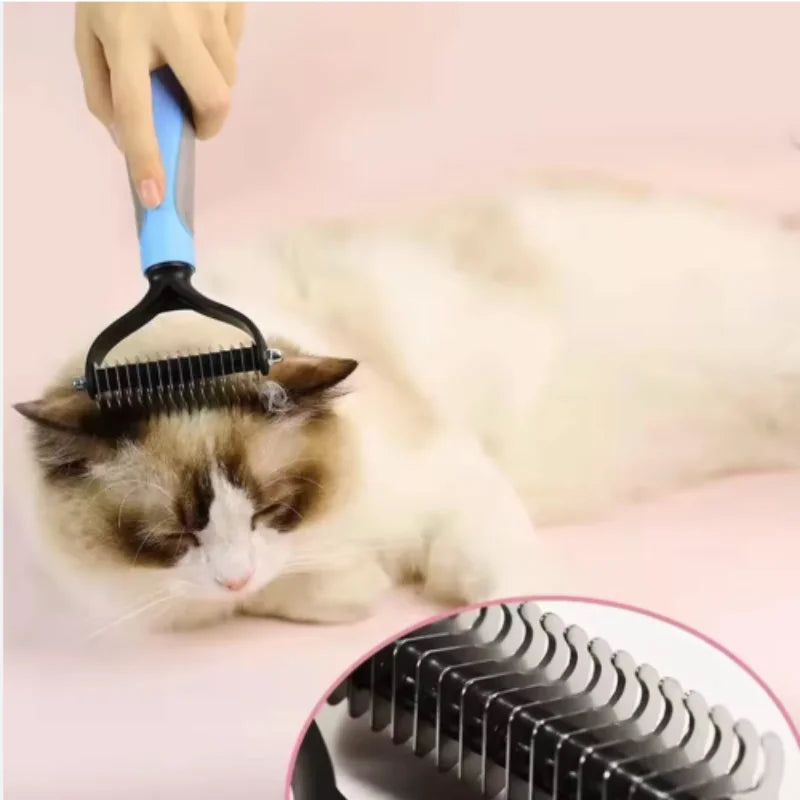 Double Sided Stainless Steel Pet Deshedding Comb Grooming Tool