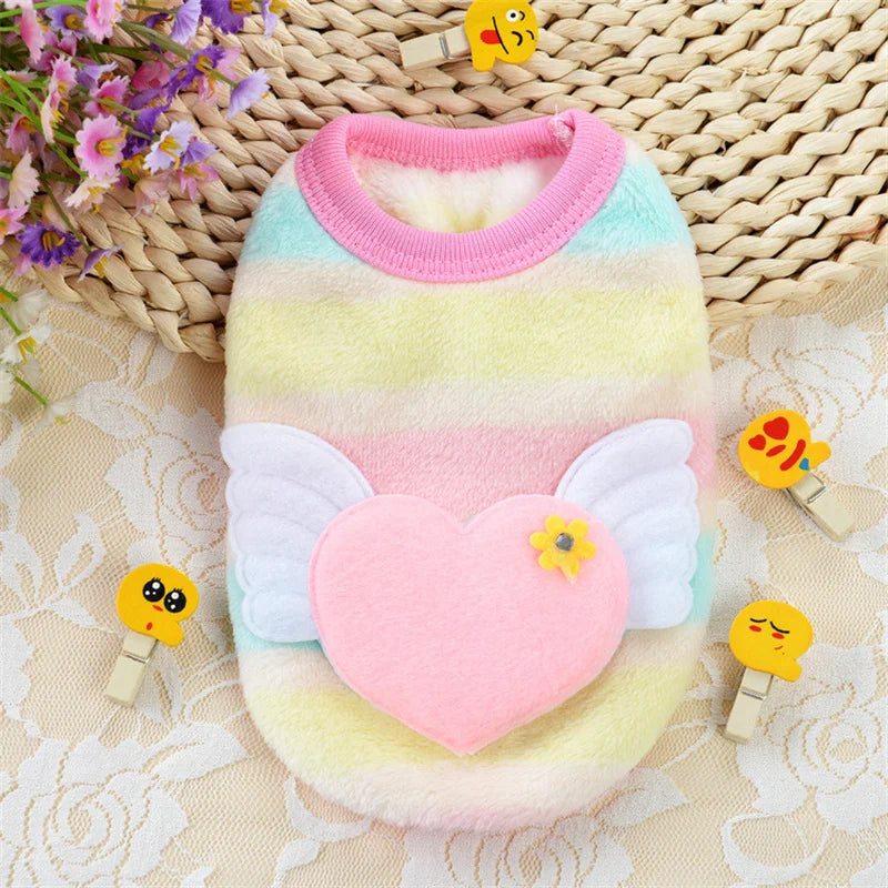 Warm Fleece Print Dog Sweater For Small Breeds And Puppies