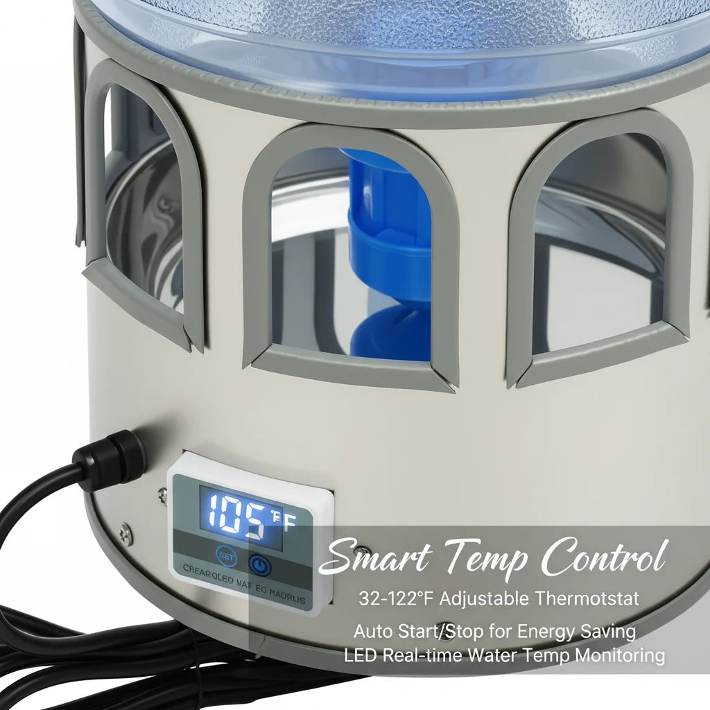 Stainless Steel Heated Poultry Waterer With Auto Thermostat