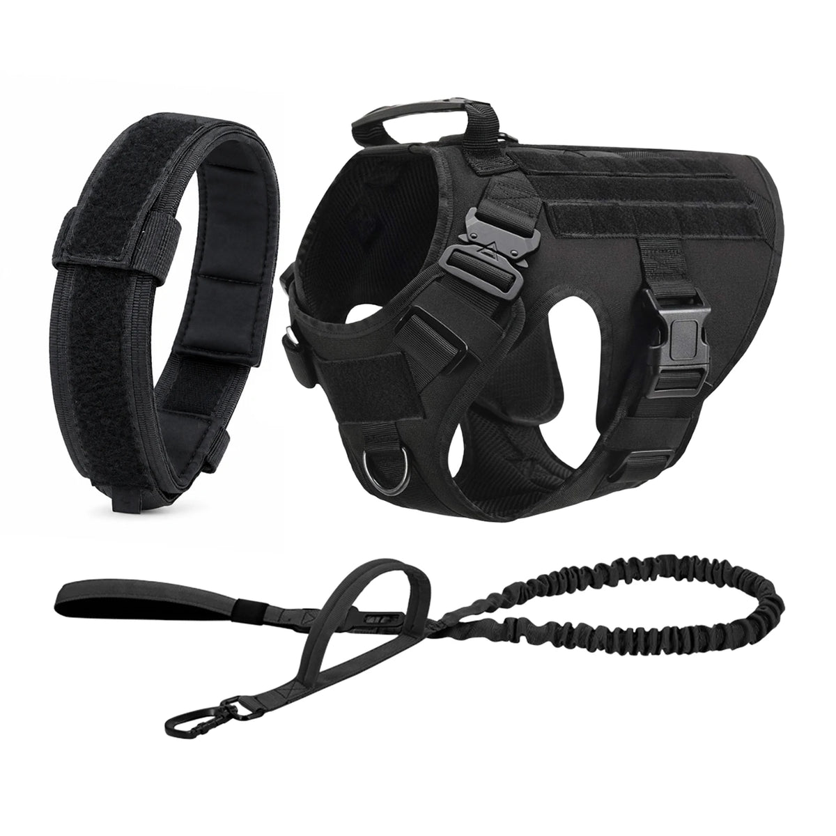 Tactical Dog Harness Collar Leash Molle Pouches For Medium Large Dogs Pet German Shepherd Training Walking Vest Dog Harnesses