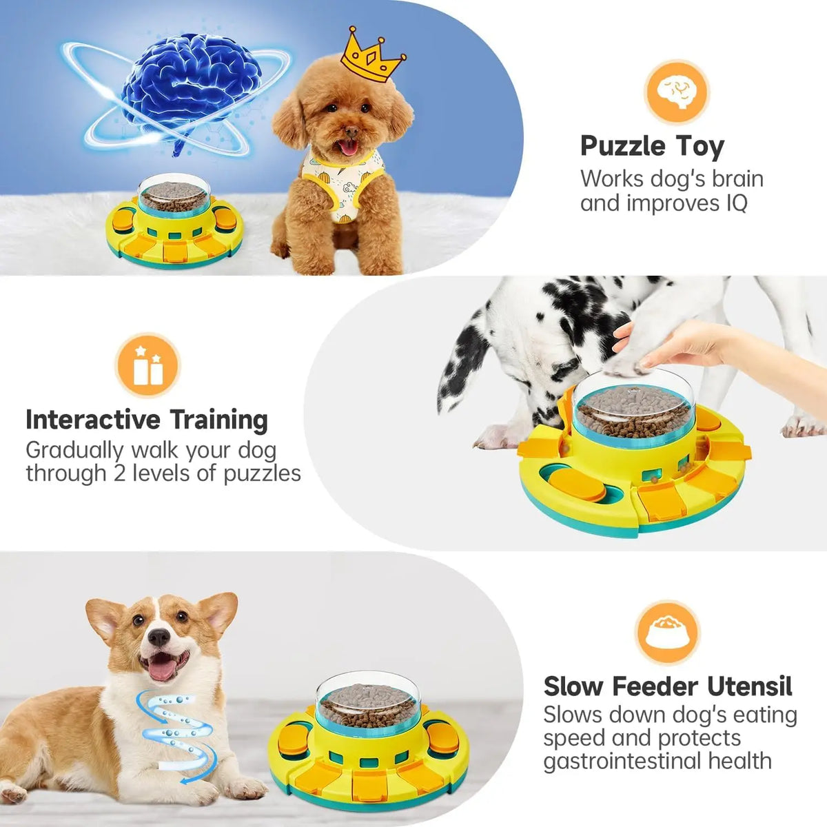 Dog puzzle toy with double layers, slow feeder to relieve boredom and boost IQ