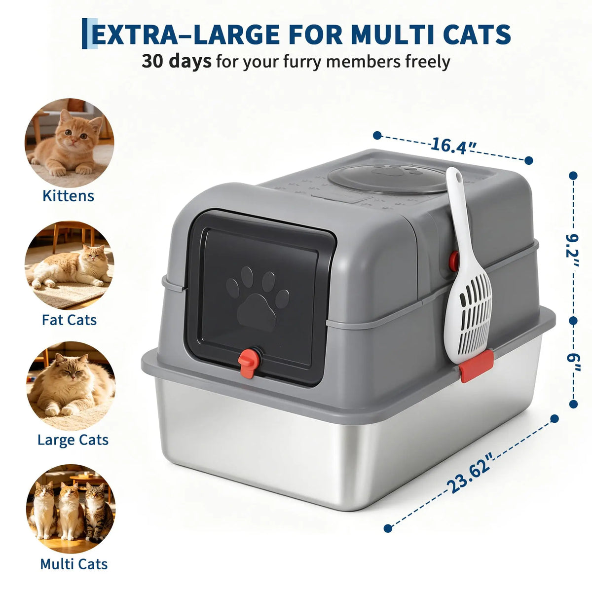Studyset Enclosed Stainless Steel Dog Proof Litter Box