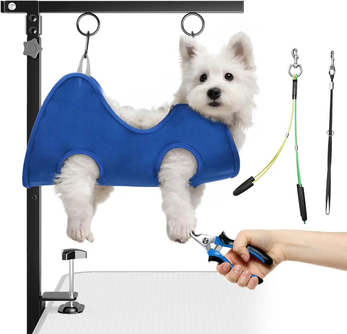 Adjustable Stainless Steel Table Clamp Pet Grooming Hammock For Dogs