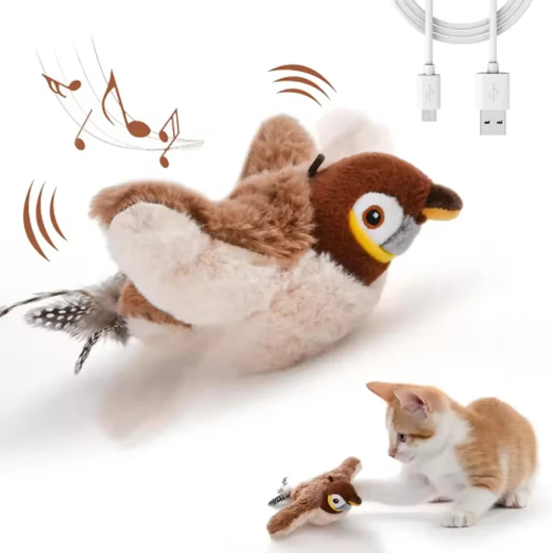Interactive Flapping Bird Plush Pet Toy For Cats And Dogs