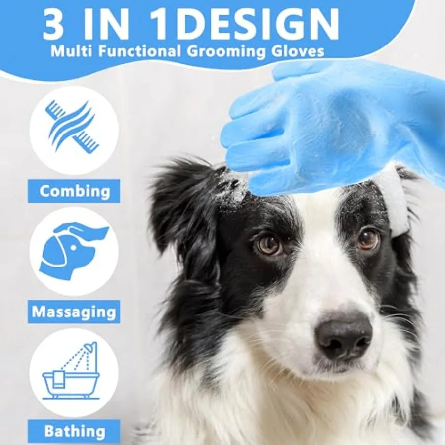 Silicone Pet Grooming Gloves For Bathing Dogs And Cats